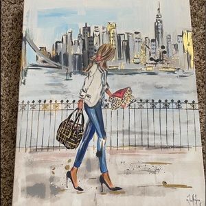 Girl in city wall decor